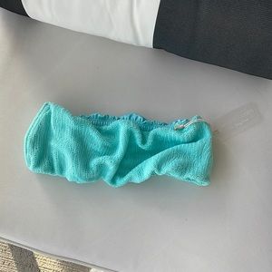 NWT Kenny Flowers Aqua Bandeau Scrunch Bikini Top Size M